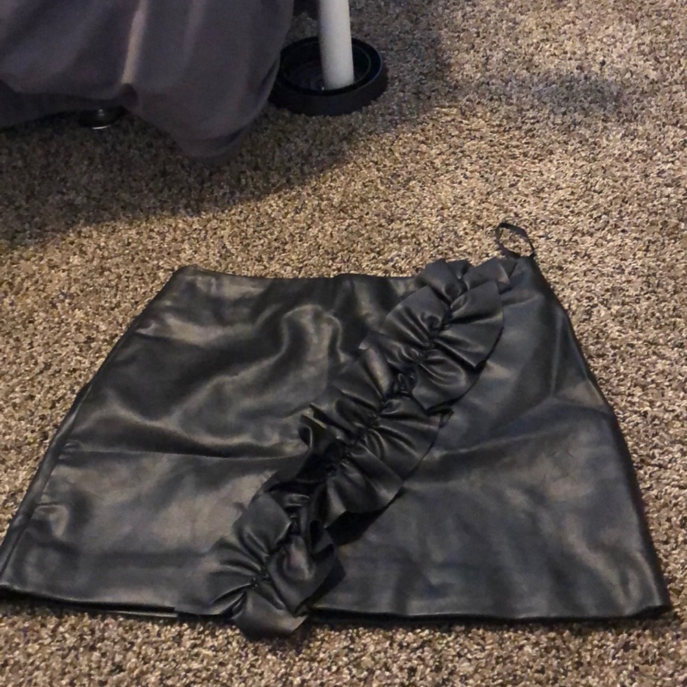 Leather mini skirt